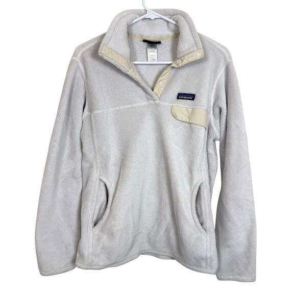 Patagonia Women’s Synchilla Snap-T Fleece Pullover Jacket Off White Quarter Snap - Picture 1 of 4